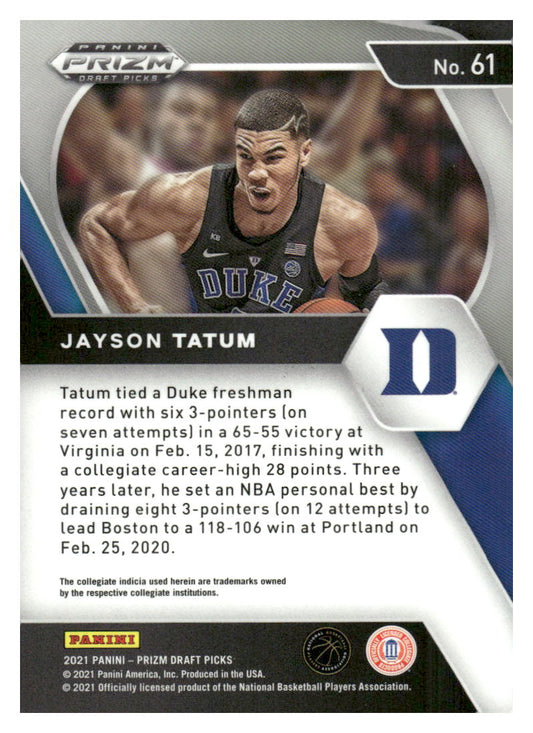 2021 Panini Prizm Draft Picks #61 Jayson Tatum