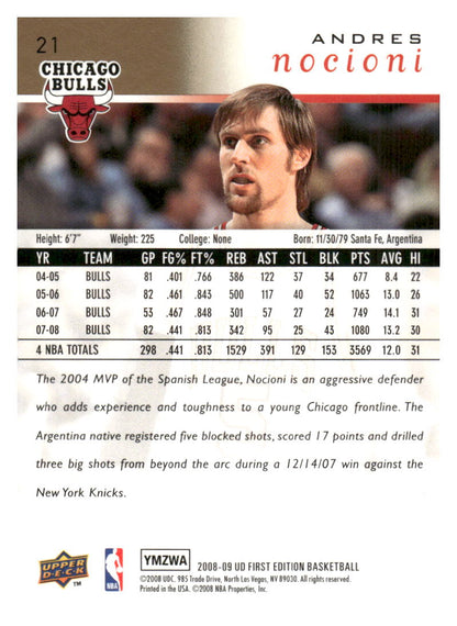 2008-09 Upper Deck First Edition #21 Andres Nocioni