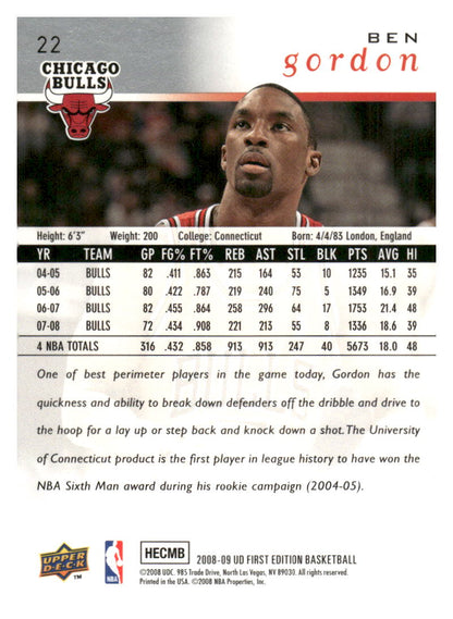 2008-09 Upper Deck First Edition #22 Ben Gordon