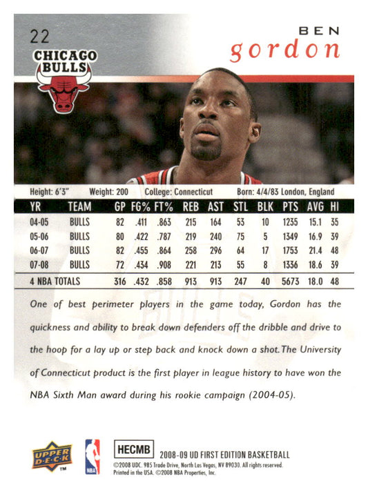 2008-09 Upper Deck First Edition #22 Ben Gordon