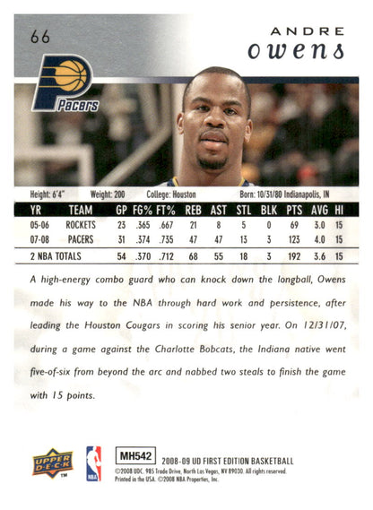 2008-09 Upper Deck First Edition #66 Andre Owens