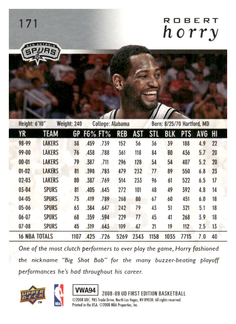 2008-09 Upper Deck First Edition #171 Robert Horry