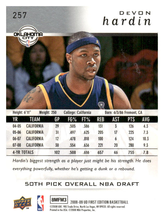2008-09 Upper Deck First Edition #257 DeVon Hardin