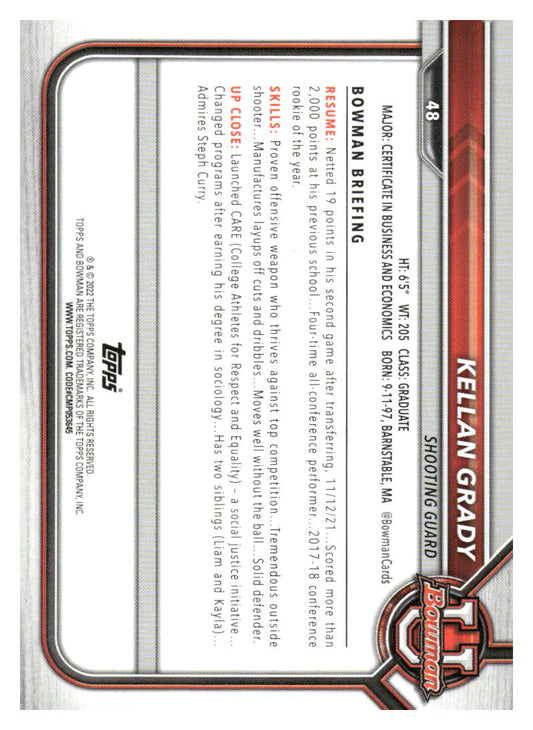 2021-22 Bowman University #48 Kellan Grady