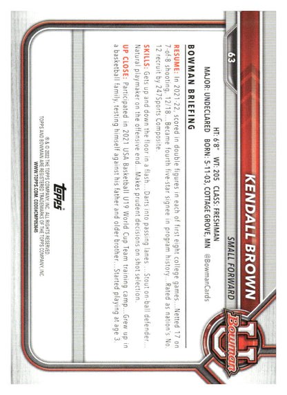2021-22 Bowman University #63 Kendall Brown