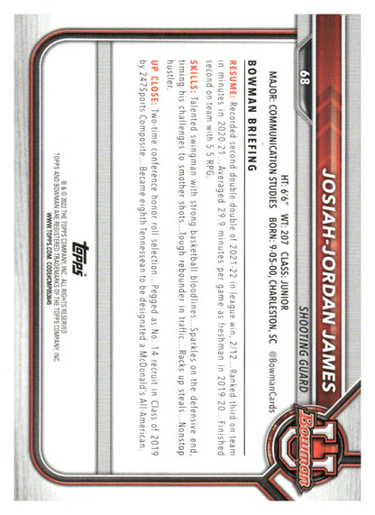 2021-22 Bowman University #68 Josiah-Jordan James