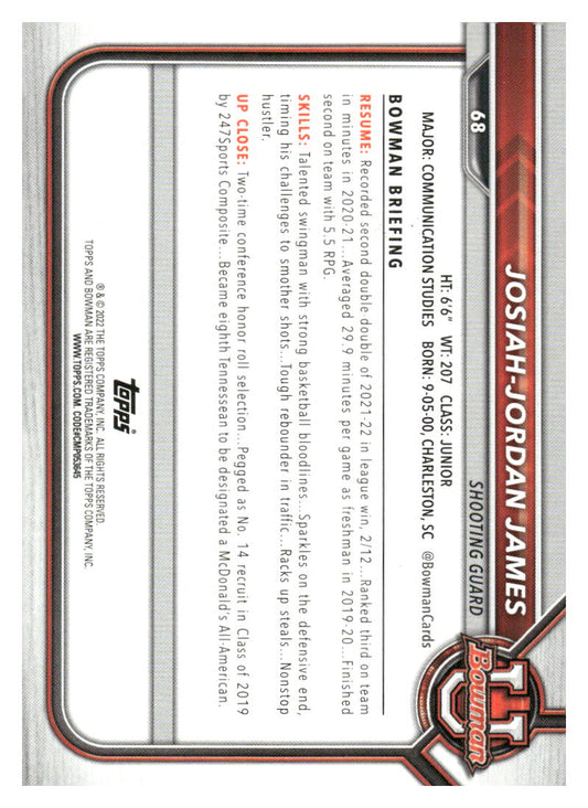 2021-22 Bowman University #68 Josiah-Jordan James