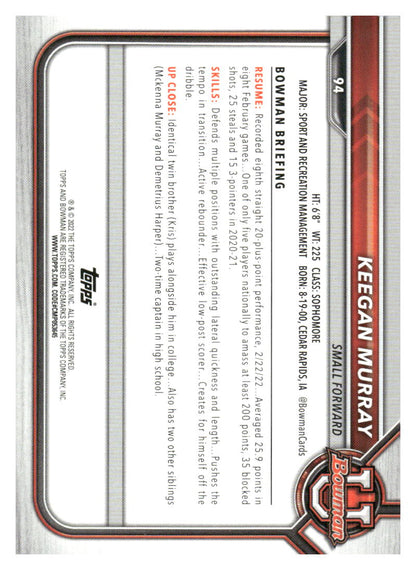 2021-22 Bowman University #94 Keegan Murray