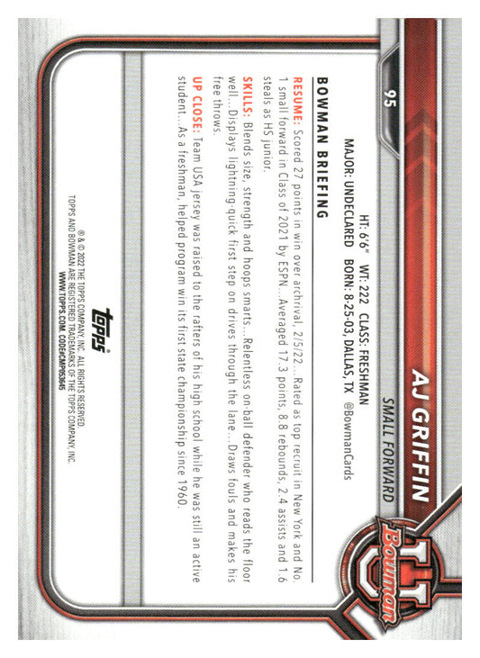 2021-22 Bowman University #95 AJ Griffin