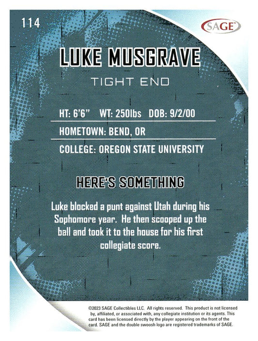2023 SAGE HIT #114 Luke Musgrave Silver