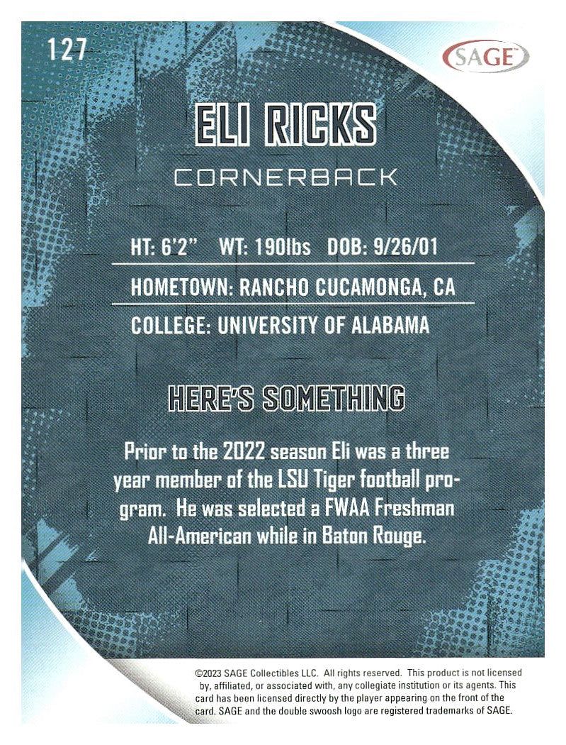 2023 SAGE HIT #127 Eli Ricks Silver