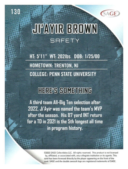 2023 SAGE HIT #130 Ji'Ayir Brown Silver