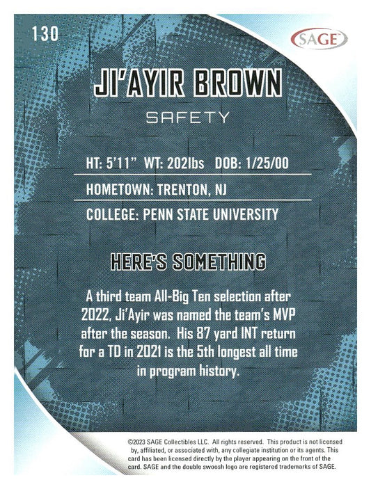 2023 SAGE HIT #130 Ji'Ayir Brown Silver