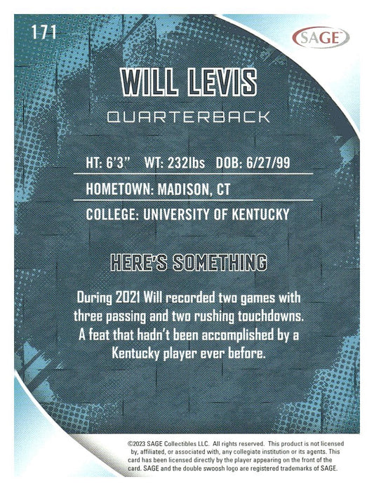 2023 SAGE HIT #171 Will Levis Silver