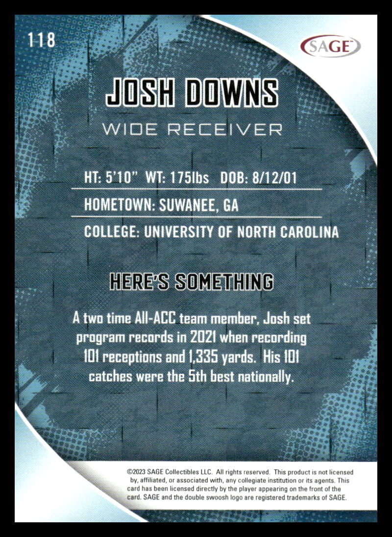 2023 SAGE HIT #118 Josh Downs