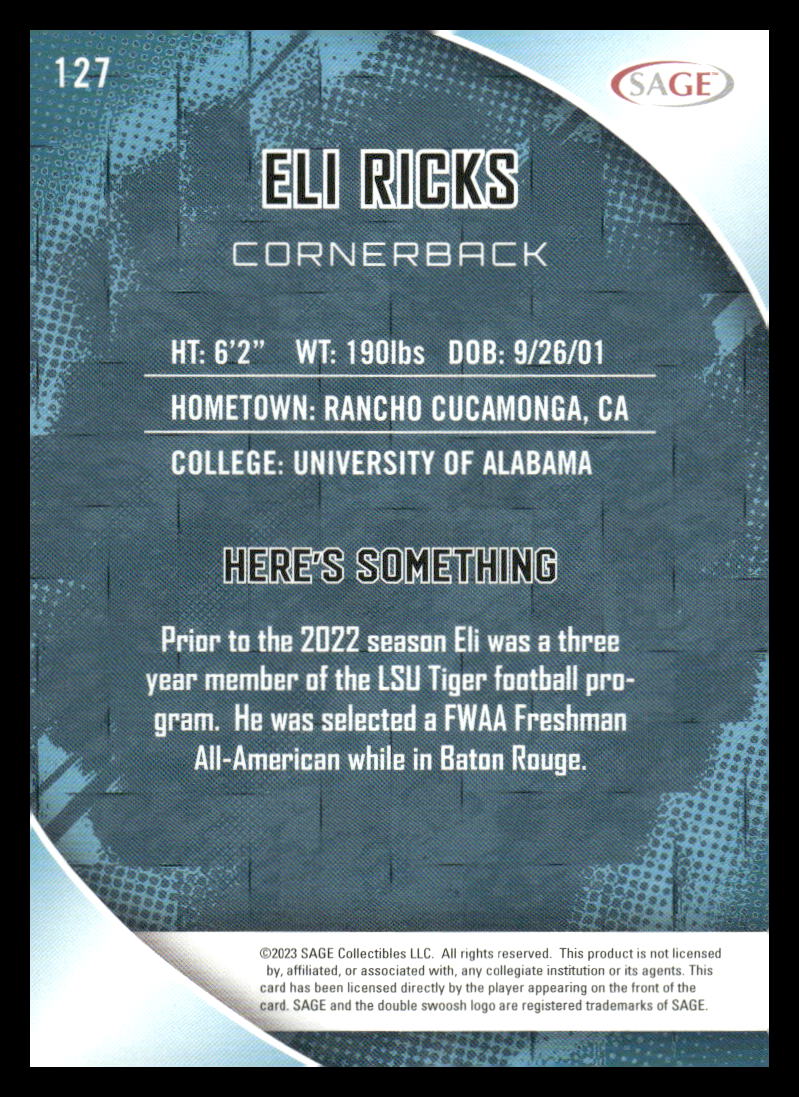 2023 SAGE HIT #127 Eli Ricks