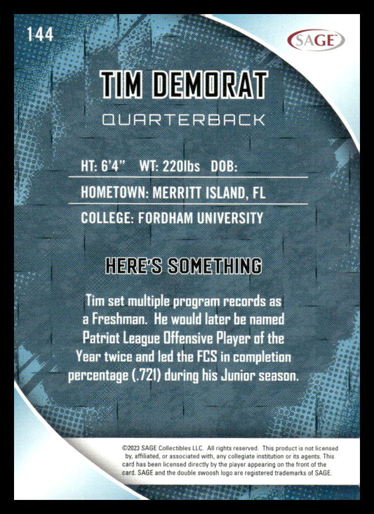 2023 SAGE HIT #144 Tim DeMorat