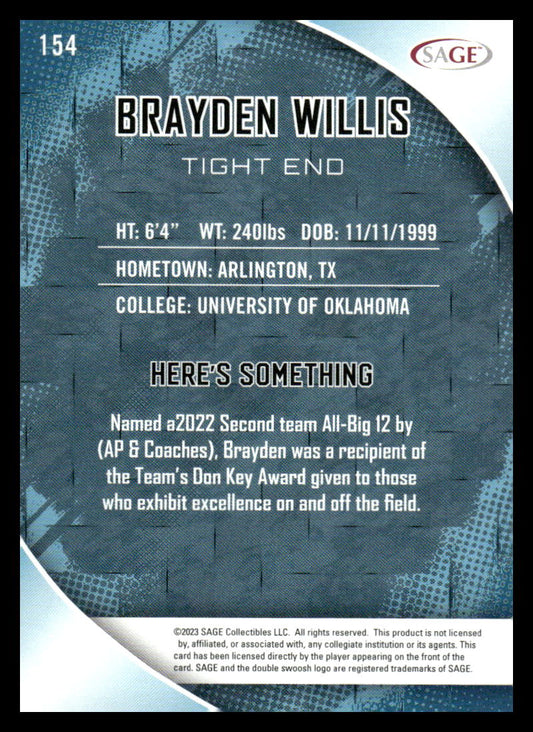2023 SAGE HIT #154 Brayden Willis