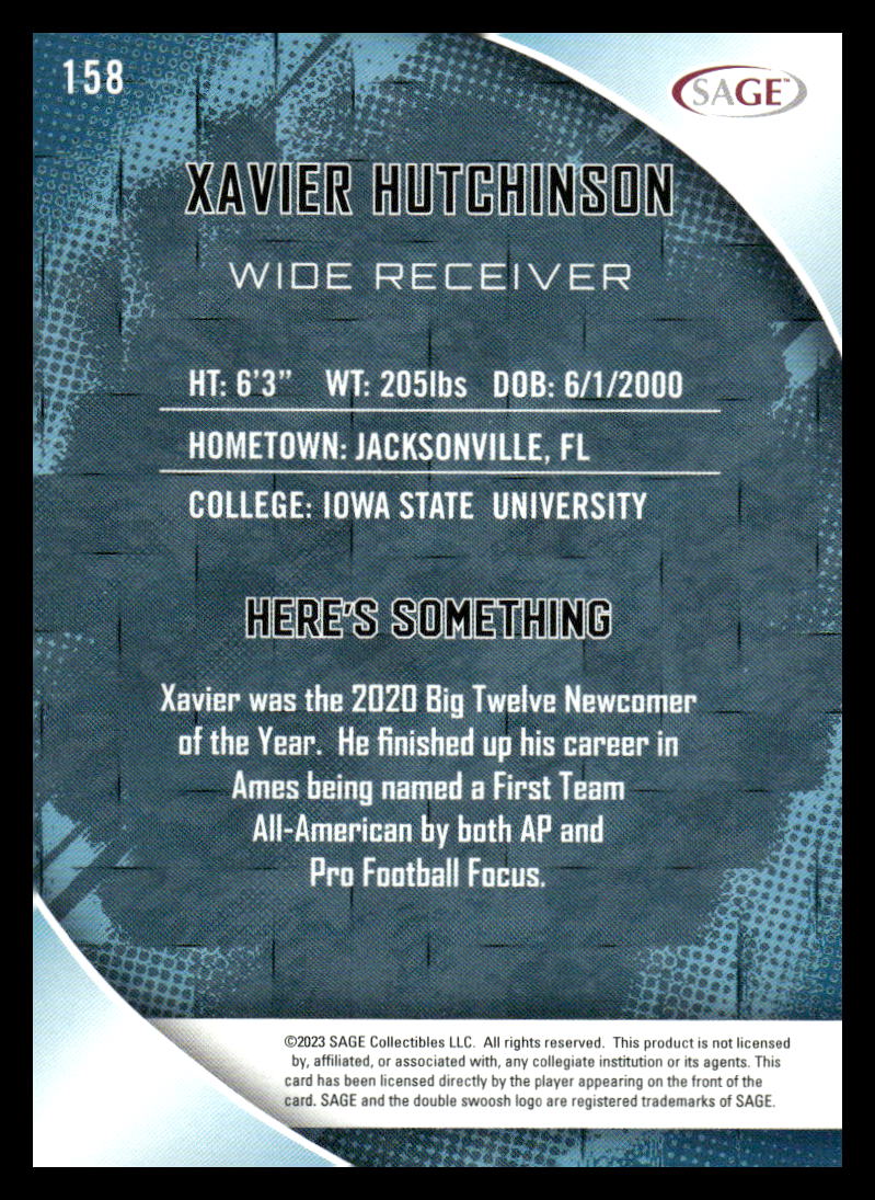 2023 SAGE HIT #158 Xavier Hutchinson