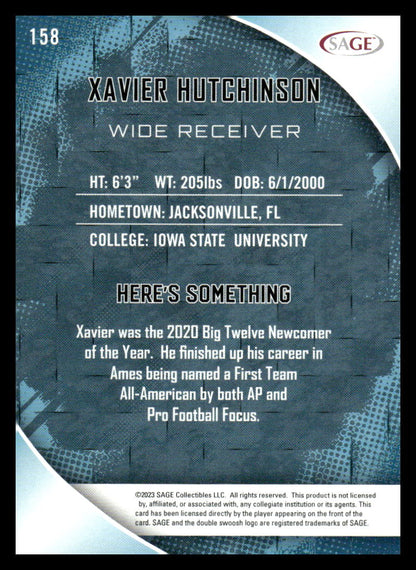 2023 SAGE HIT #158 Xavier Hutchinson