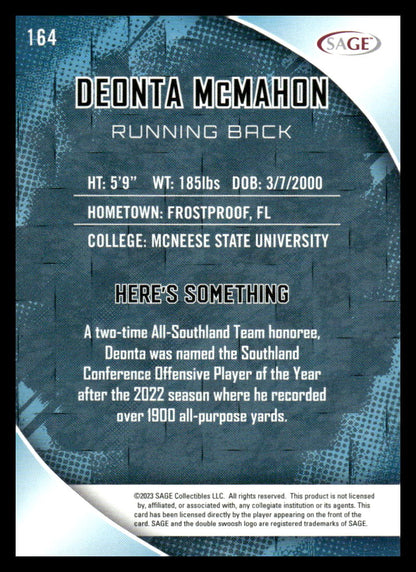 2023 SAGE HIT #164 Deonta McMahon