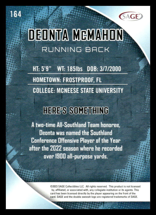 2023 SAGE HIT #164 Deonta McMahon