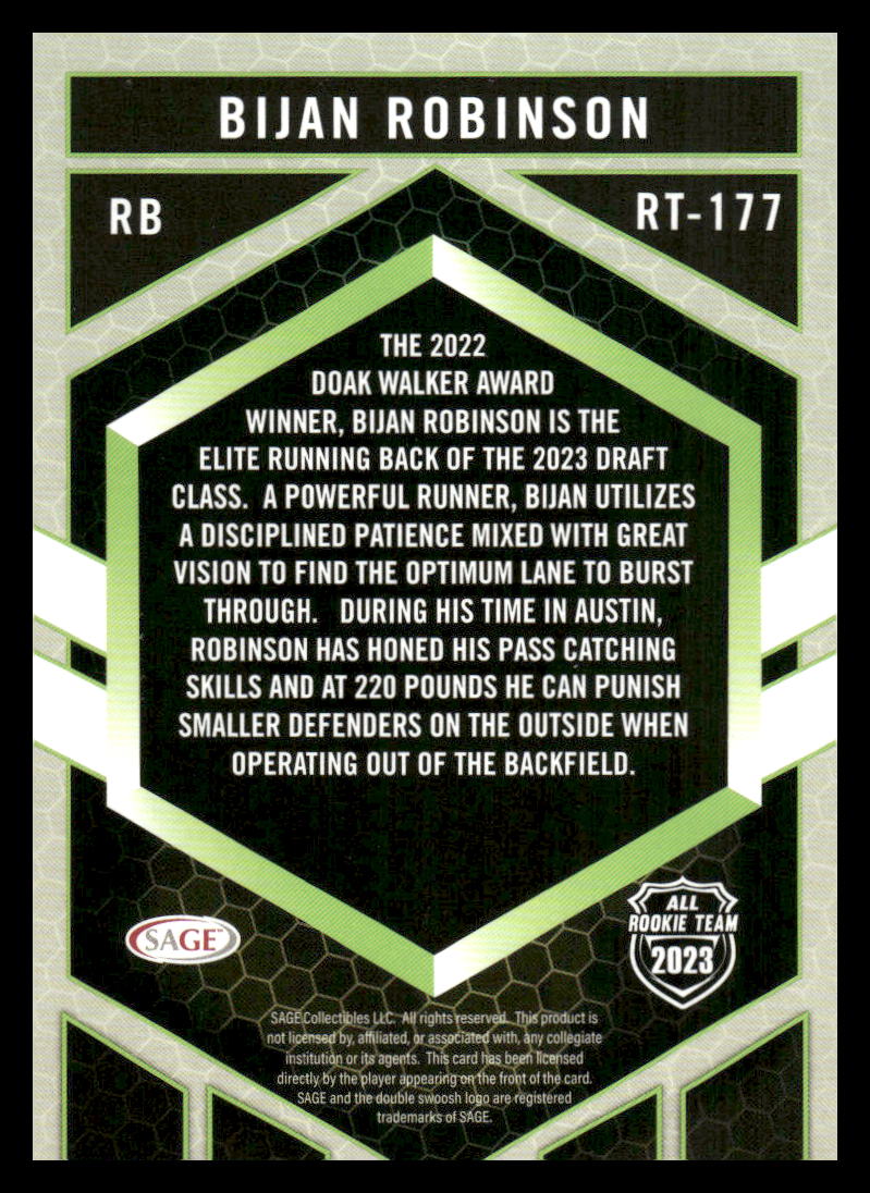2023 SAGE HIT #RT-177 Bijan Robinson