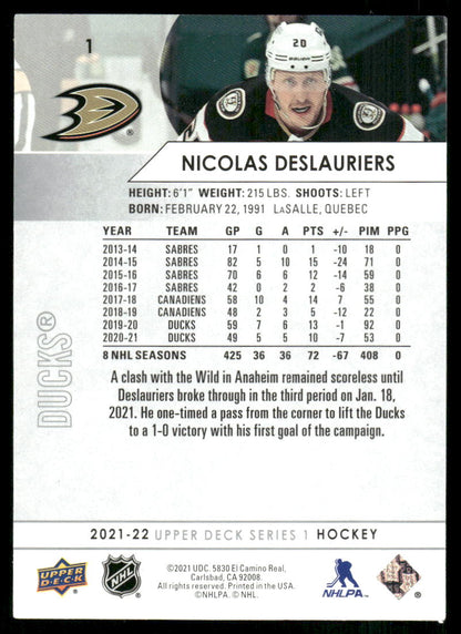 2021-22 Upper Deck #1 Nicolas Deslauriers