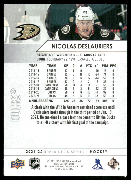 2021-22 Upper Deck #1 Nicolas Deslauriers