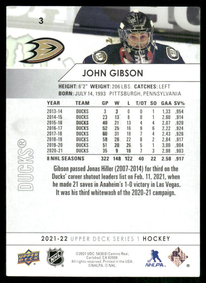 2021-22 Upper Deck #3 John Gibson
