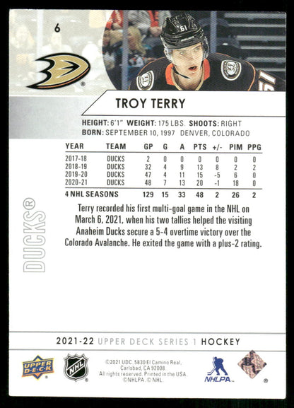 2021-22 Upper Deck #6 Troy Terry