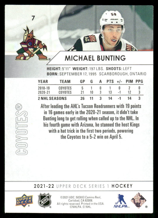 2021-22 Upper Deck #7 Michael Bunting