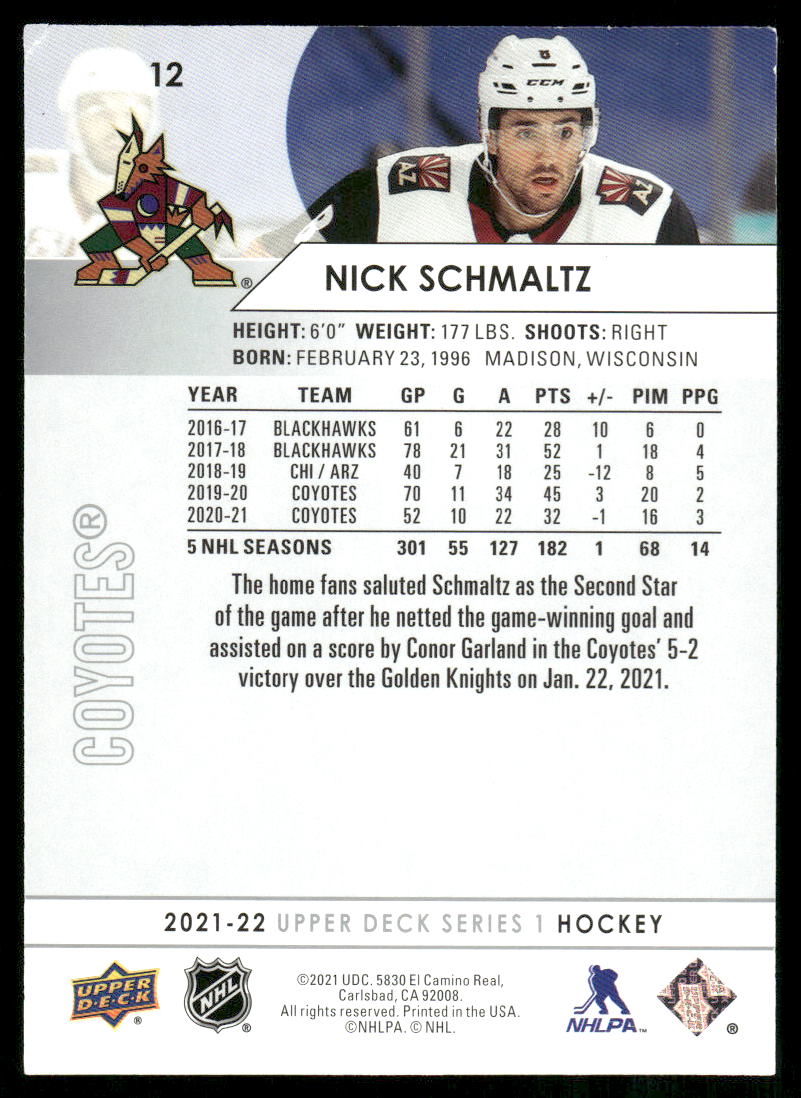 2021-22 Upper Deck #12 Nick Schmaltz