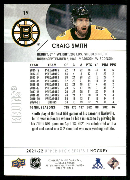 2021-22 Upper Deck #19 Craig Smith