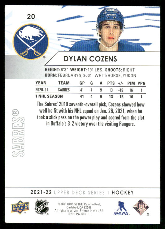 2021-22 Upper Deck #20 Dylan Cozens