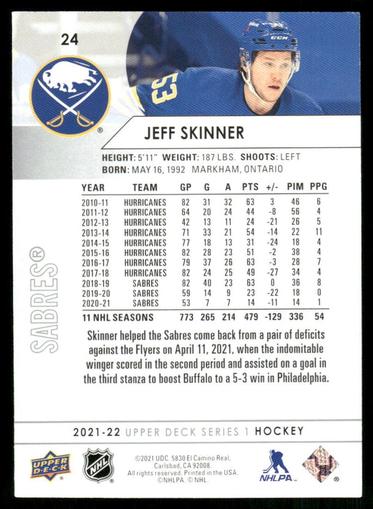 2021-22 Upper Deck #24 Jeff Skinner