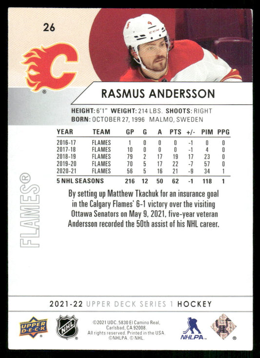 2021-22 Upper Deck #26 Rasmus Andersson