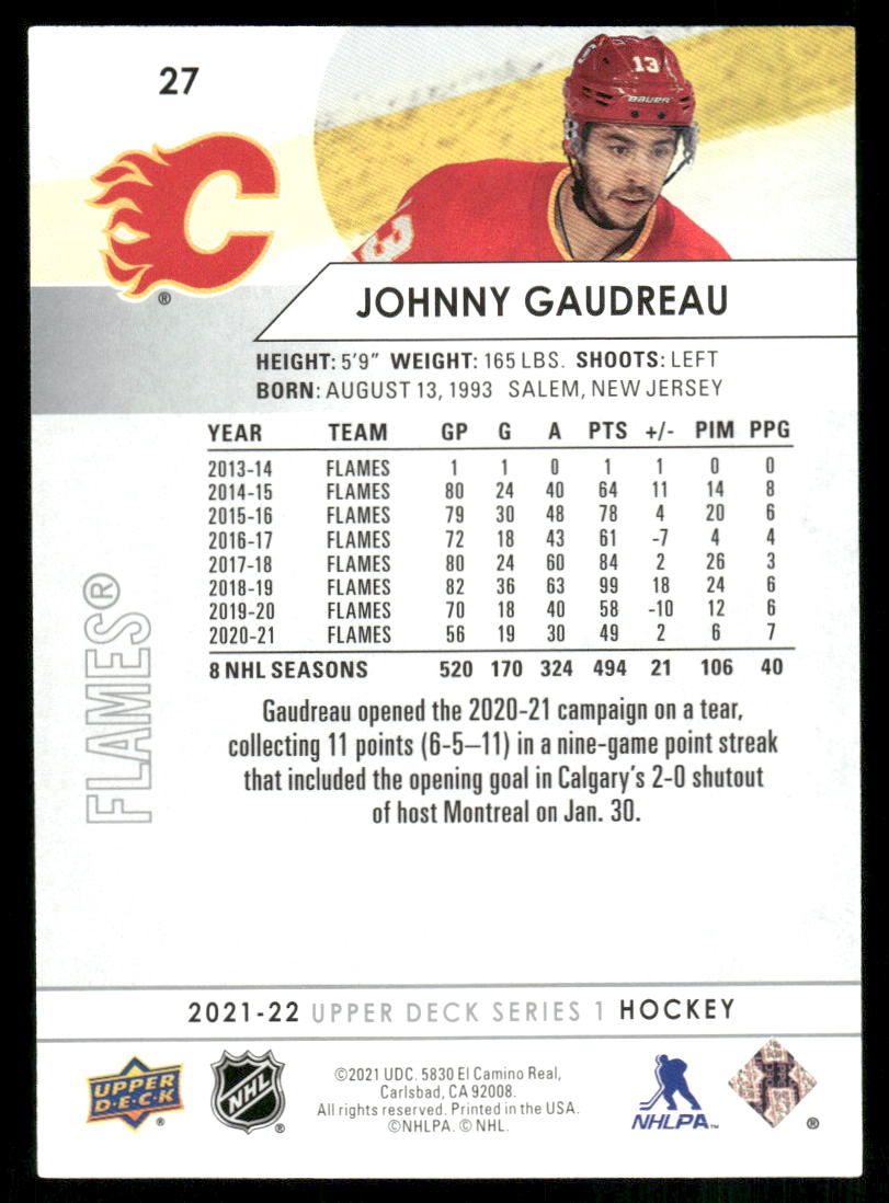2021-22 Upper Deck #27 Johnny Gaudreau
