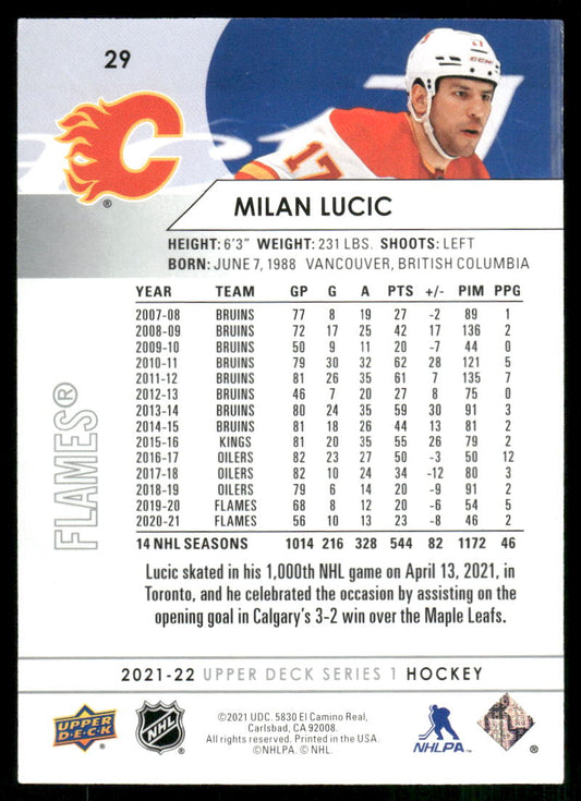 2021-22 Upper Deck #29 Milan Lucic