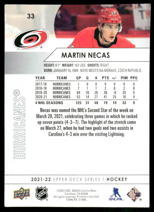2021-22 Upper Deck #33 Martin Necas