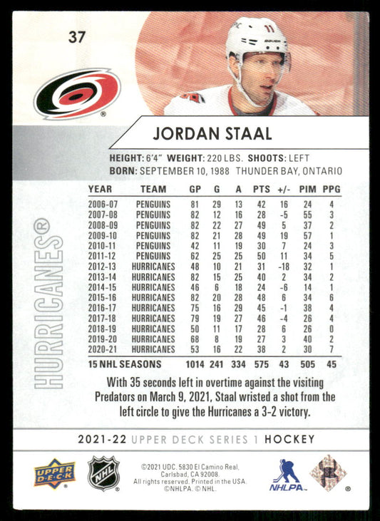 2021-22 Upper Deck #37 Jordan Staal
