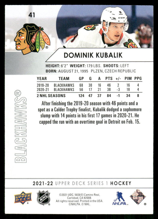 2021-22 Upper Deck #41 Dominik Kubalik