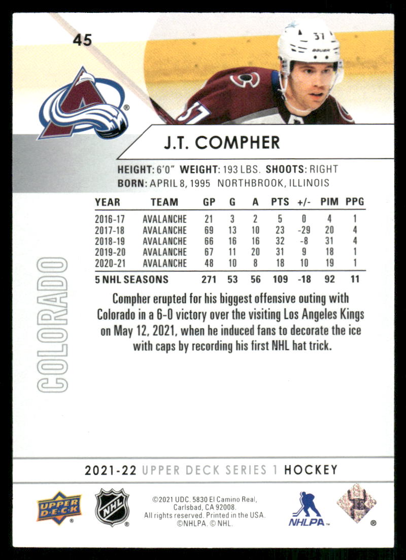 2021-22 Upper Deck #45 J.T. Compher