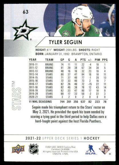 2021-22 Upper Deck #63 Tyler Seguin