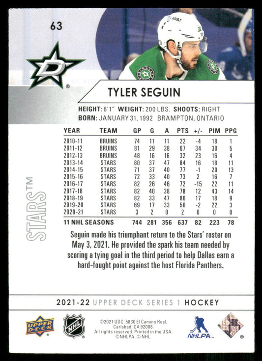 2021-22 Upper Deck #63 Tyler Seguin