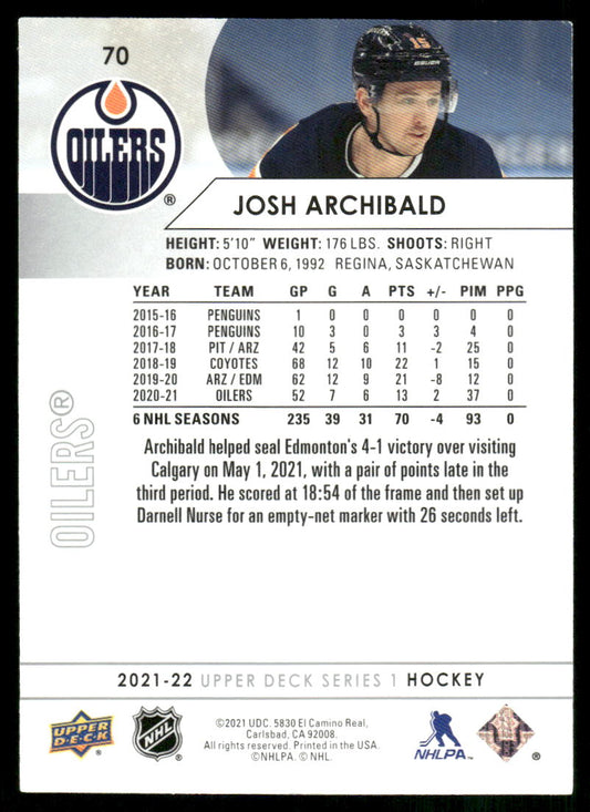 2021-22 Upper Deck #70 Josh Archibald