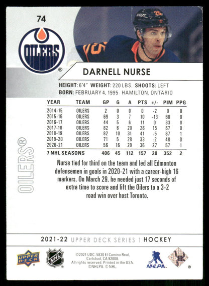 2021-22 Upper Deck #74 Darnell Nurse