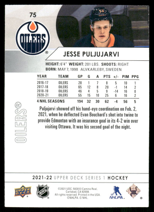 2021-22 Upper Deck #75 Jesse Puljujarvi