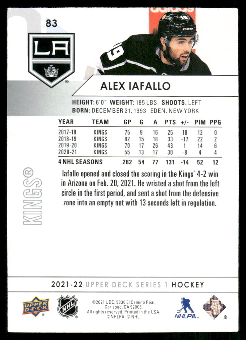 2021-22 Upper Deck #83 Alex Iafallo