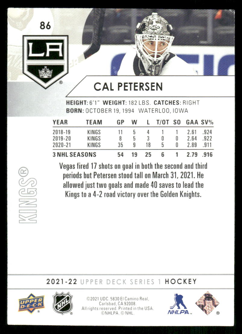 2021-22 Upper Deck #86 Cal Petersen